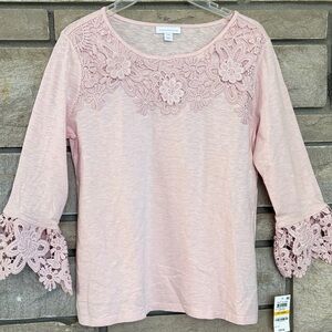 Charter Club Pink Floral Lace Blouse